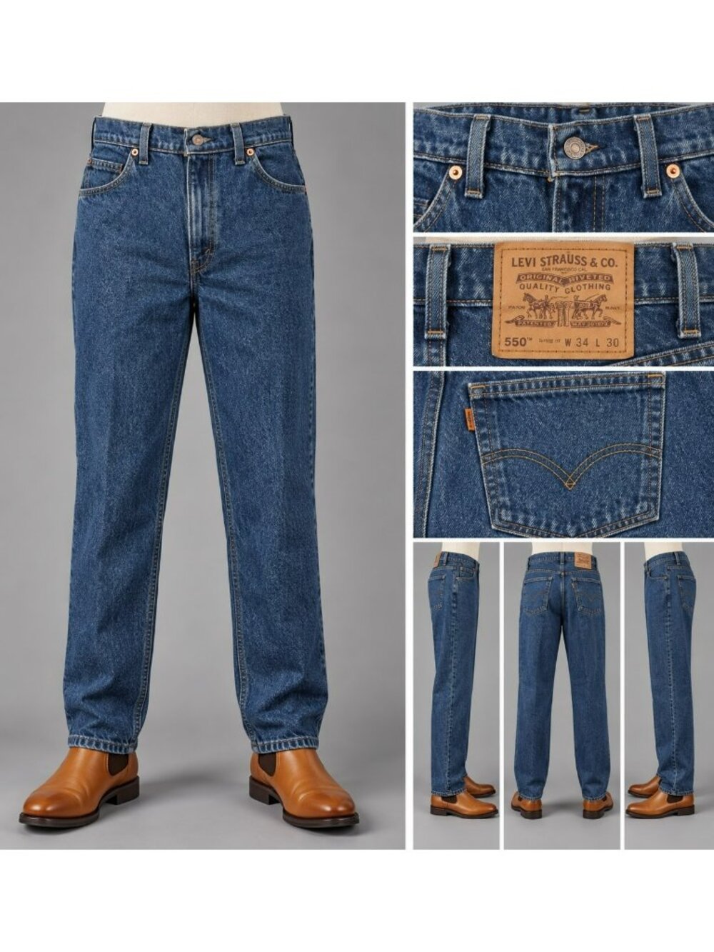 Vintage Levi's 550 Orange Tab Jeans Mens 34x30 Blue Relaxed Fit Made in USA